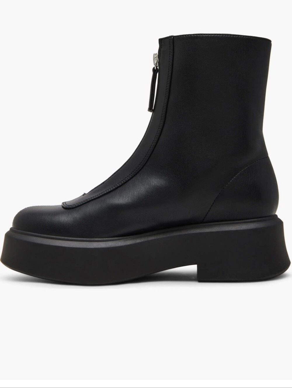 Steve Madden Black Front-Zip Leather Platform Ankle Boots Women Size 10 NWOT
